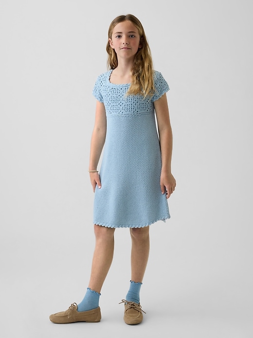 Image number 1 showing, Kids Crochet Sweater Dress