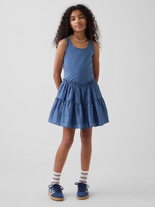 Image number 1 showing, Kids Mixed Media Tiered Tank Dress