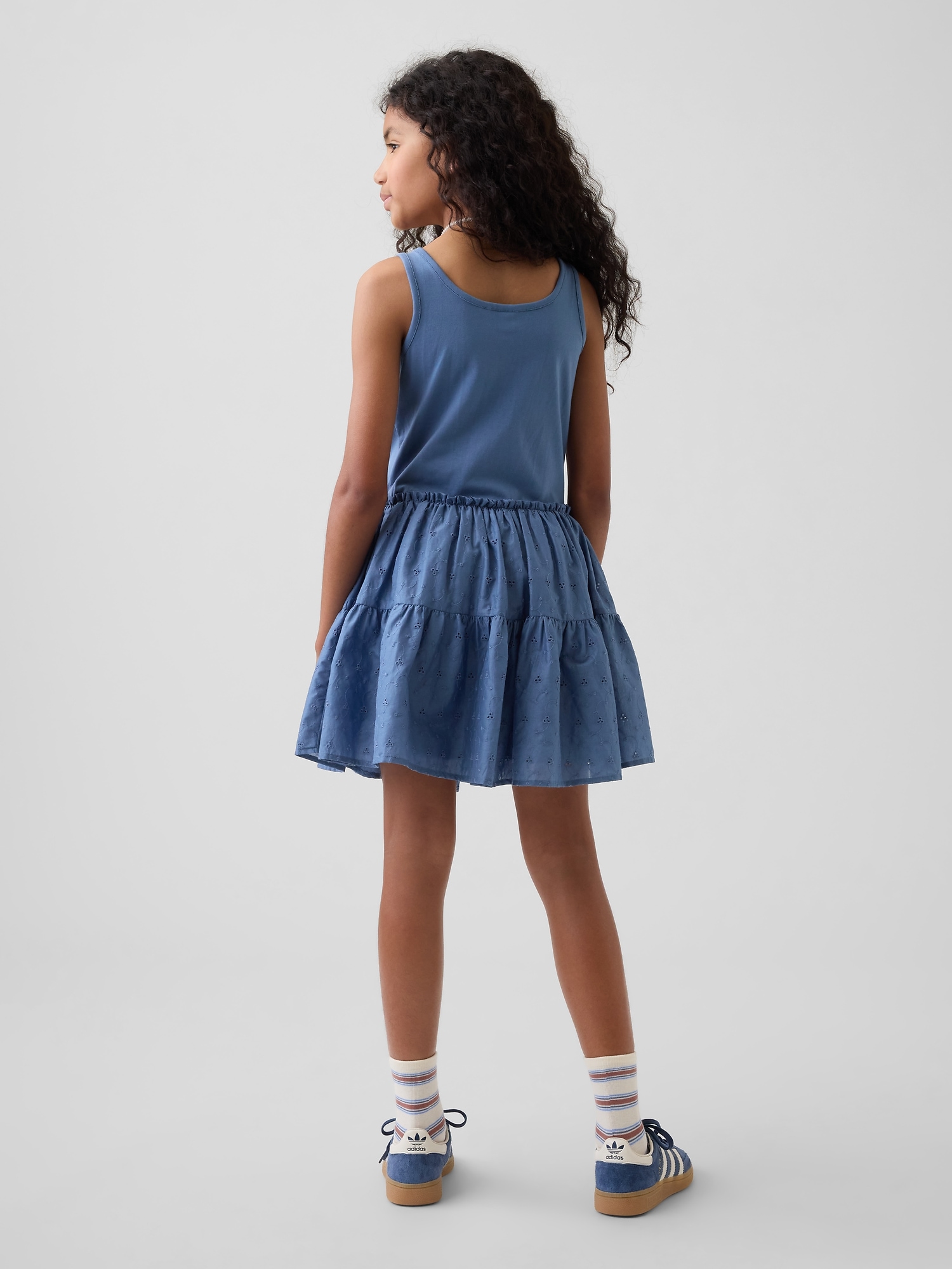 Kids Mixed Media Tiered Tank Dress