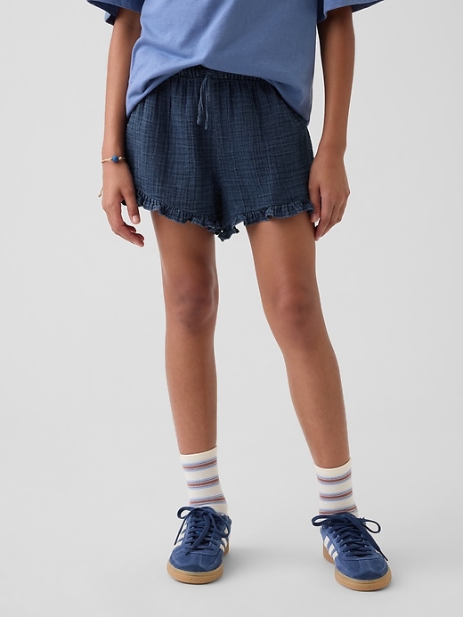 Image number 3 showing, Kids Cotton Gauze Denim Easy Ruffle Shorts