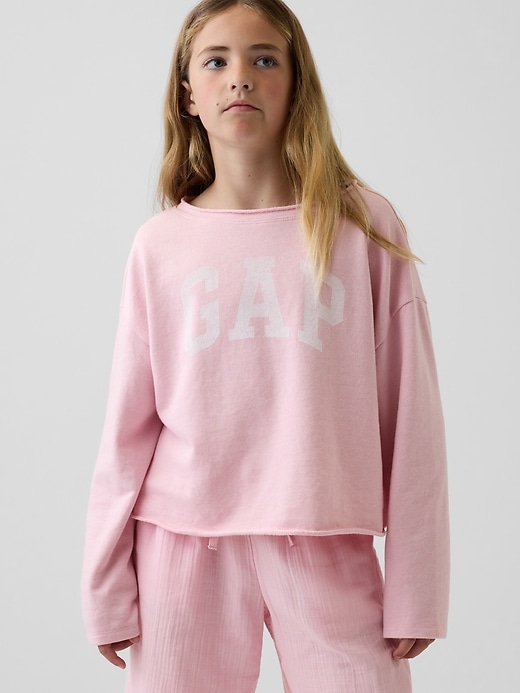 Image number 1 showing, Kids French Terry Wide-Neck Logo Sweatshirt