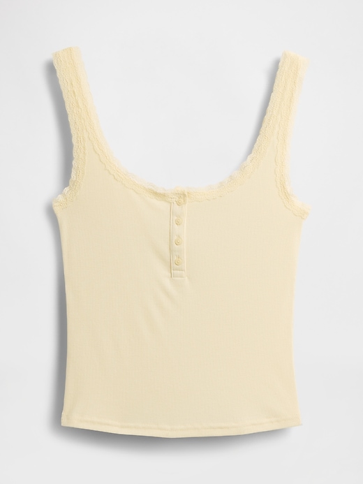 Image number 4 showing, Mini Rib Lace Henley PJ Tank Top