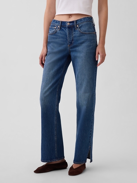 Image number 2 showing, Mid Rise Relaxed Straight Split-Hem Jeans
