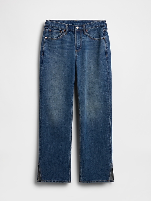 Image number 5 showing, Mid Rise Relaxed Straight Split-Hem Jeans