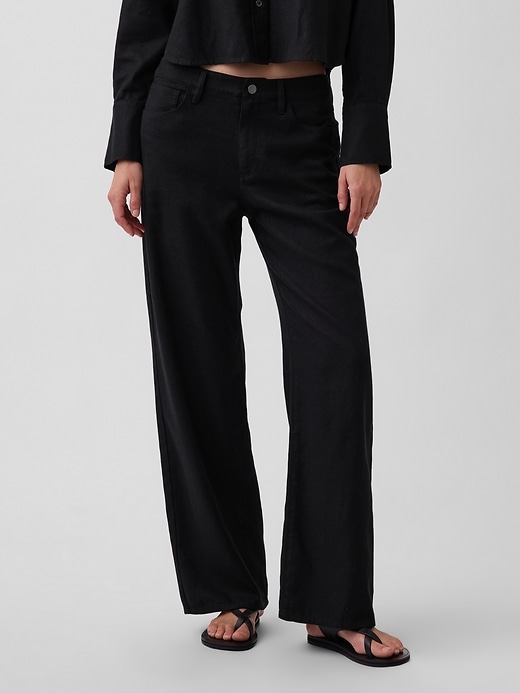 Image number 2 showing, Linen-Cotton Wide-Leg Pants