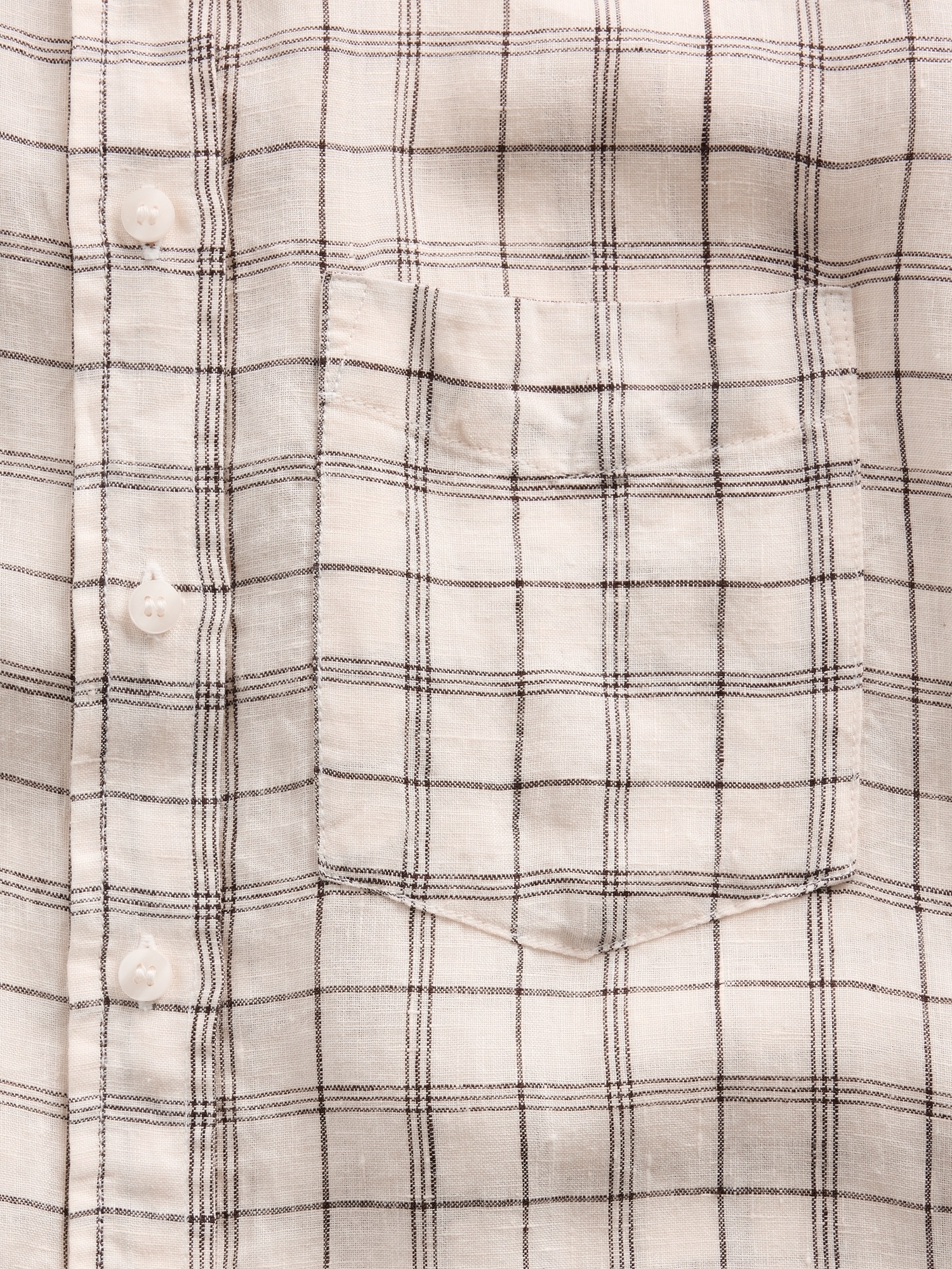 Женская рубашка Gap 100% Linen Oversized Shirt, цвет: Бежевый клетчатый — фото 4