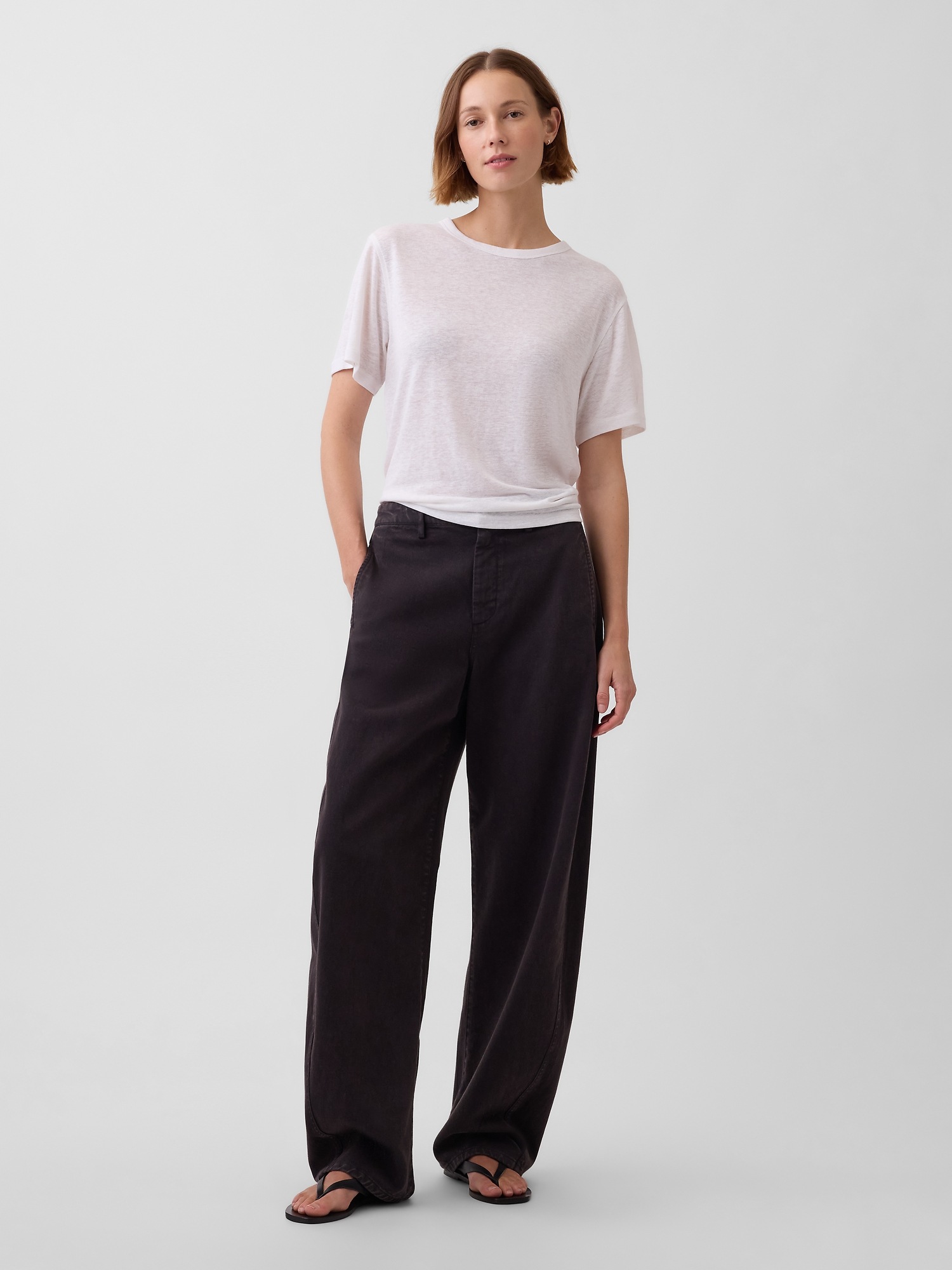 Женская футболка Gap Linen-Blend Relaxed, цвет: Белый — фото 2