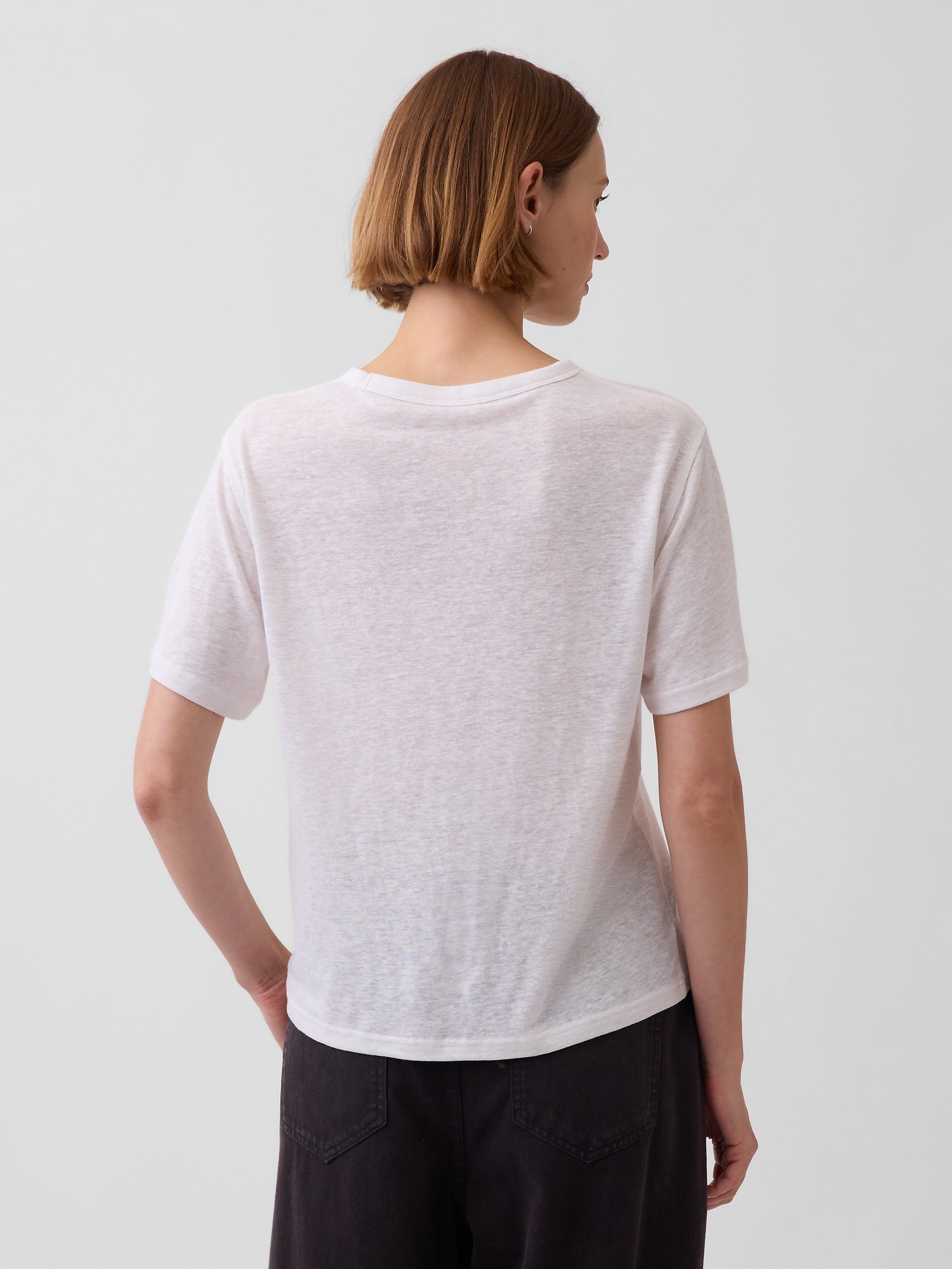 Женская футболка Gap Linen-Blend Relaxed, цвет: Белый — фото 3