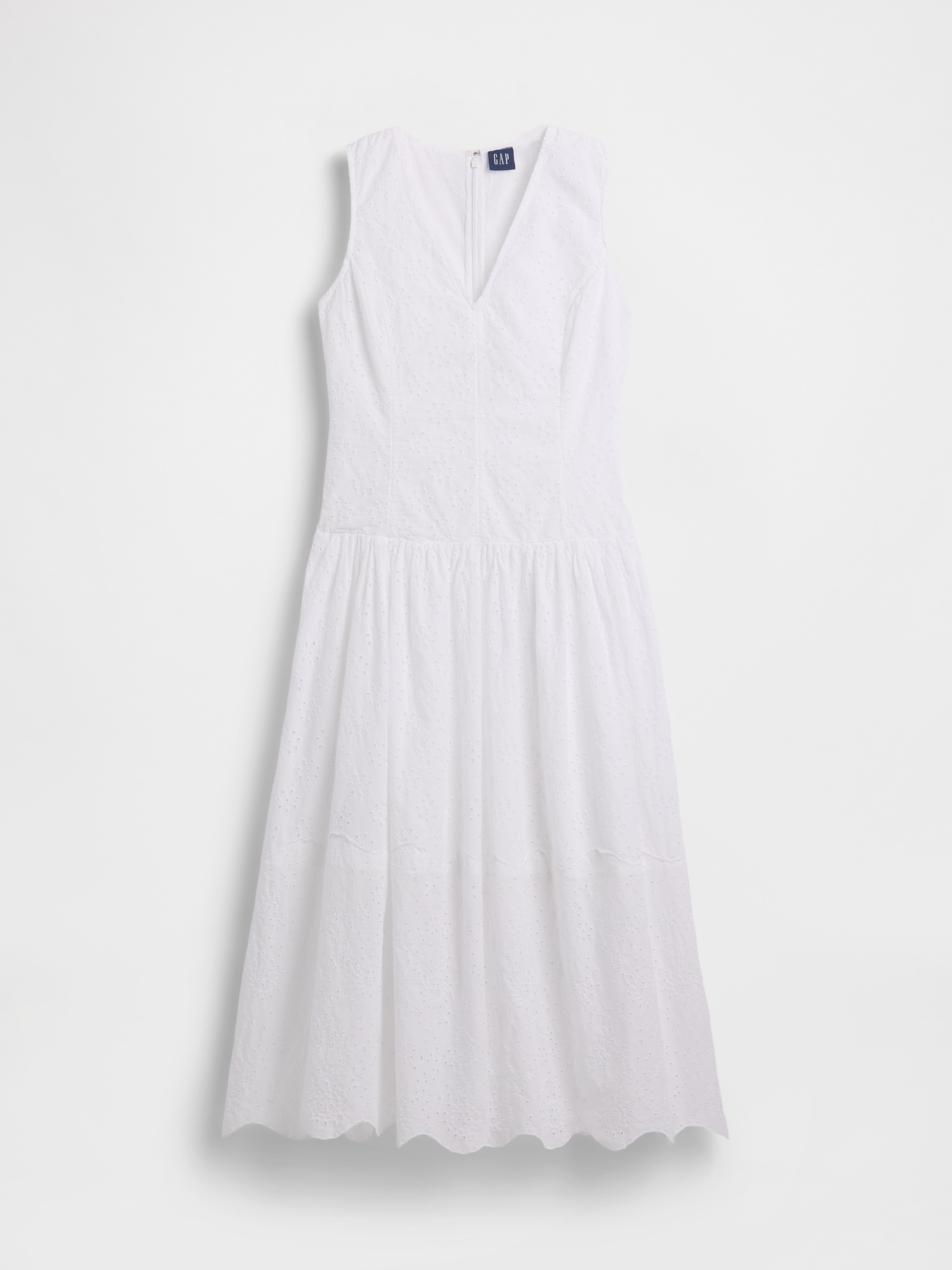 Женское платье Gap Eyelet Drop-Waist Maxi, цвет: Белый — фото 6