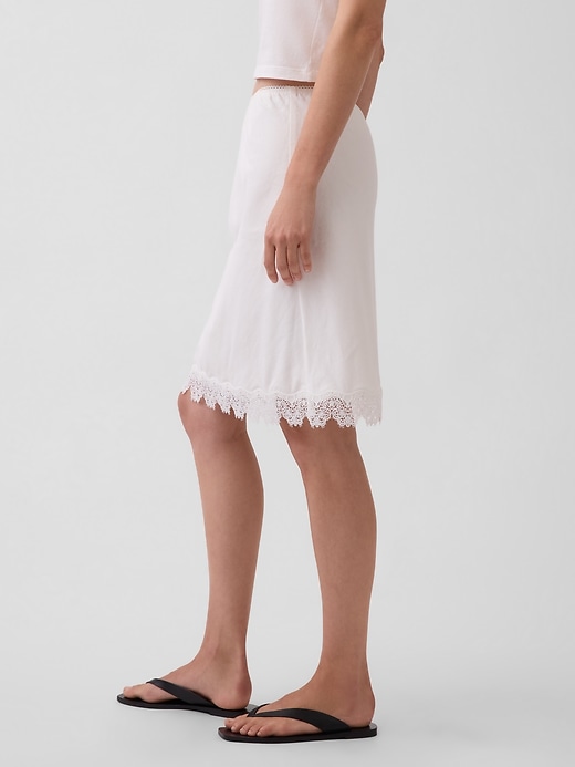 Image number 3 showing, Linen-Blend Lace-Trim Mini Skirt