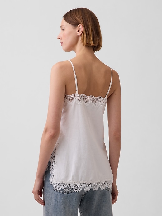 Image number 3 showing, Linen-Blend Lace-Trim Cami