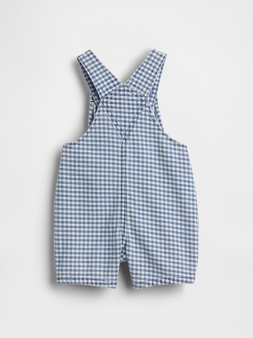 Image number 2 showing, Baby Gingham Denim Bear Pocket Shortalls