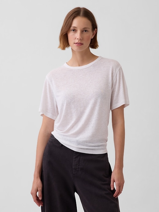 Image number 1 showing, Linen-Blend Relaxed T-Shirt