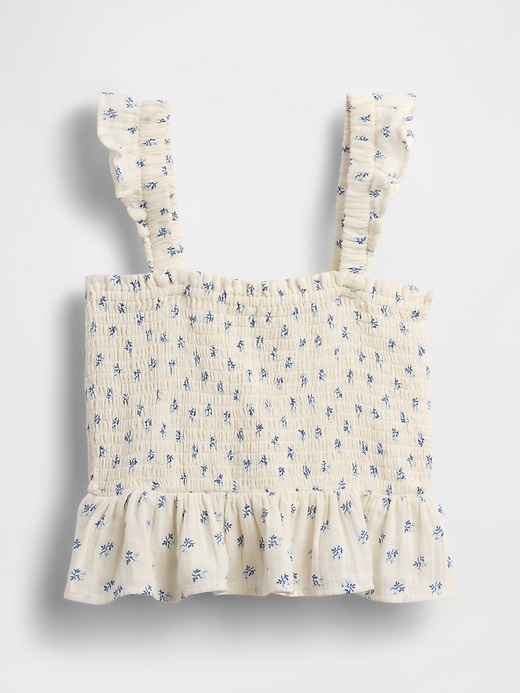 Image number 2 showing, Kids Cotton Gauze Smocked Peplum Top