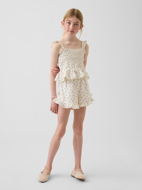 Kids Cotton Gauze Easy Ruffle Shorts