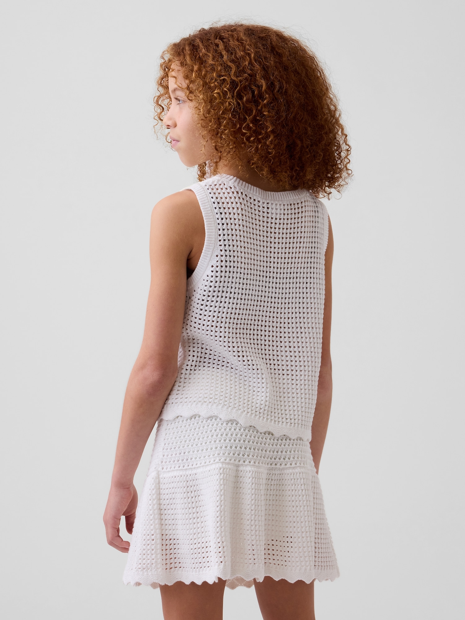 Детский топ Gap 100% Cotton Crochet Tank Top, цвет: Молочный белый — фото 3