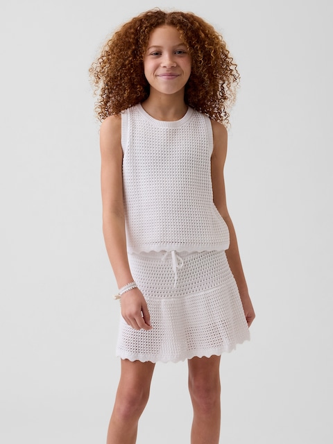 Kids 100% Cotton Tiered Crochet Skort