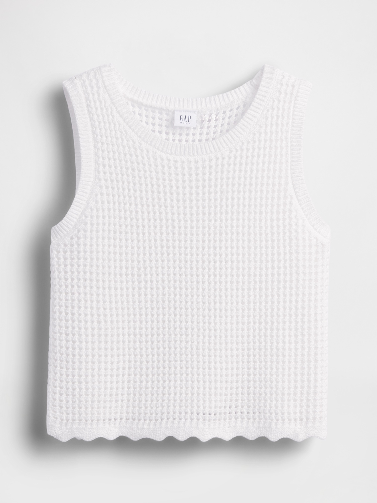 Детский топ Gap 100% Cotton Crochet Tank Top, цвет: Молочный белый — фото 2