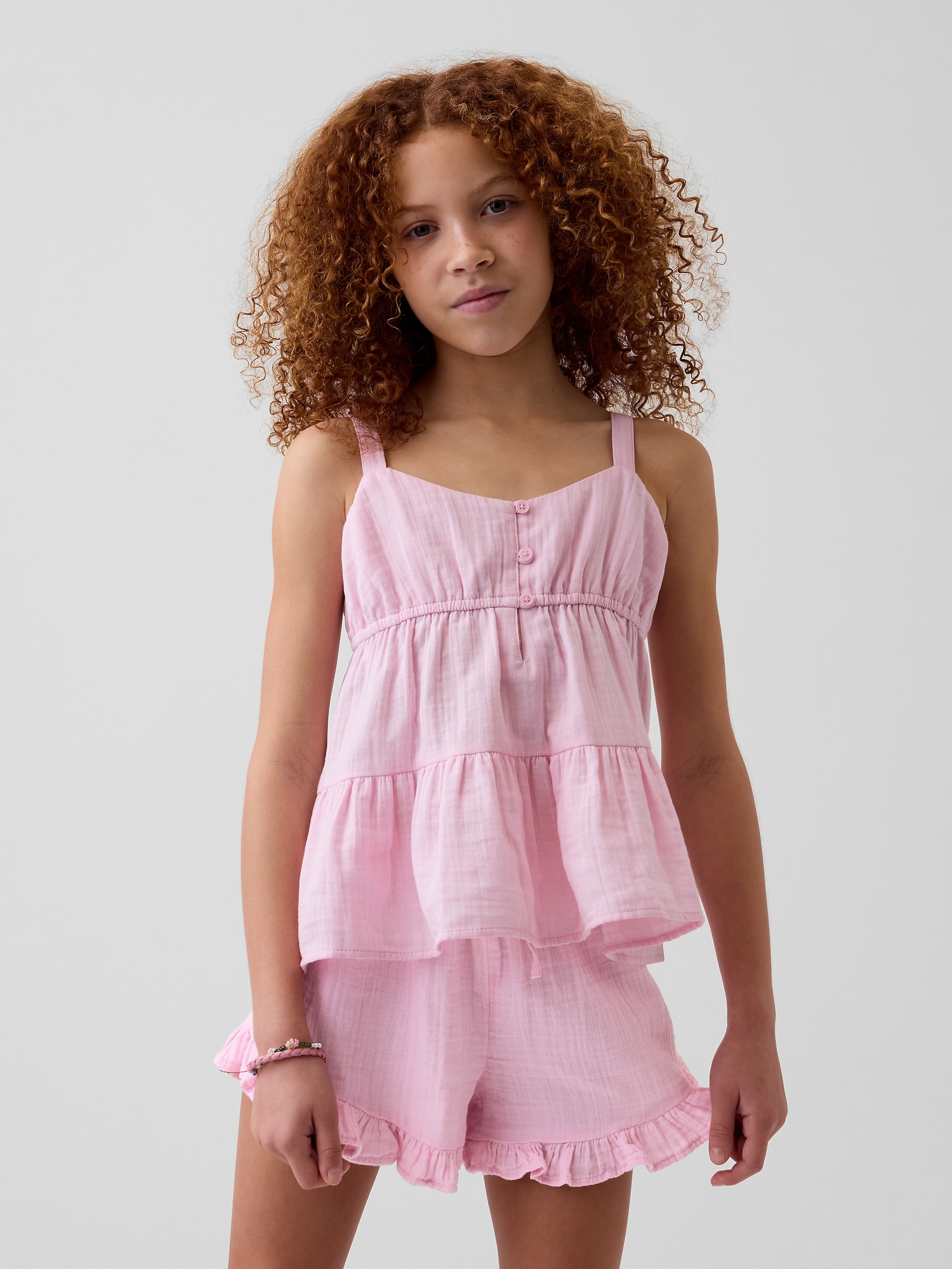 Kids Cotton Gauze Tiered Tank Top