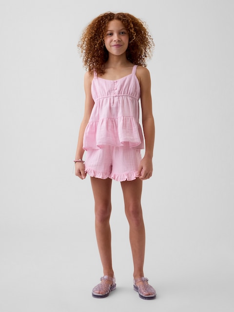 Kids Cotton Gauze Easy Ruffle Shorts