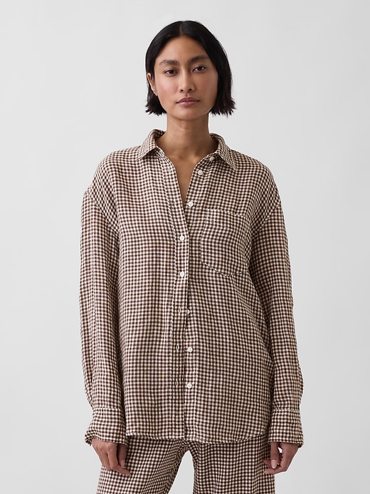 Image number 1 showing, 100% Linen Oversized Shirt