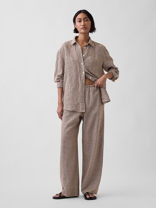 Image number 1 showing, Linen-Blend Easy Wide-Leg Pants