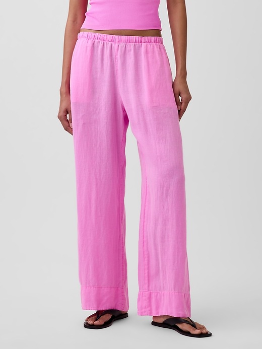 Image number 2 showing, Linen-Blend Easy Wide-Leg Pants