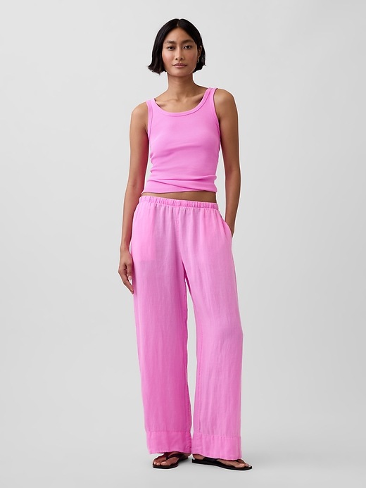 Image number 7 showing, Linen-Blend Easy Wide-Leg Pants