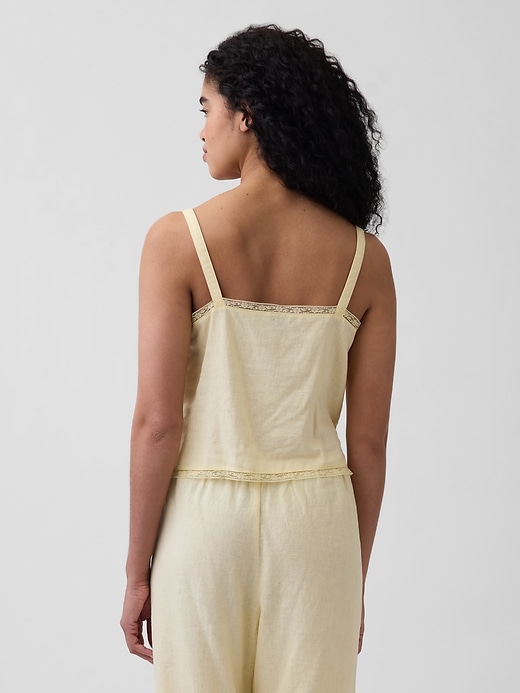 Image number 3 showing, Linen-Blend Pintuck Crop PJ Tank Top