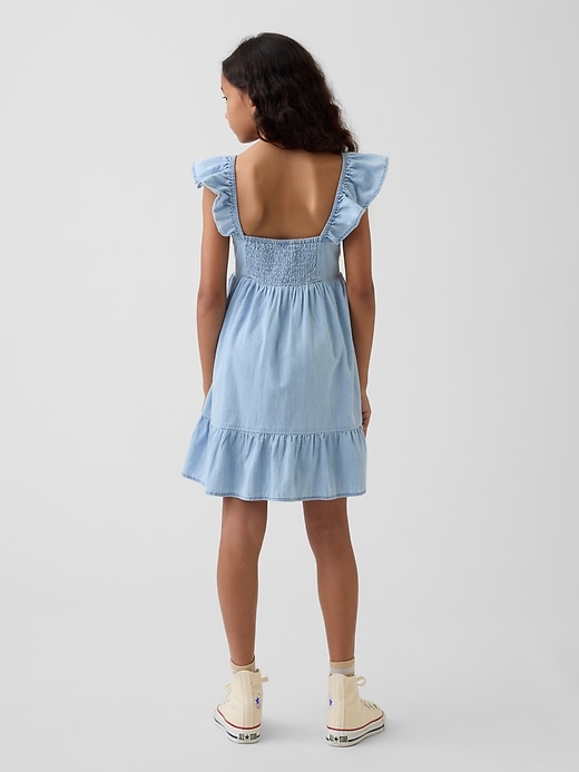 Image number 3 showing, Denim Flutter-Sleeve Sweetheart Dress