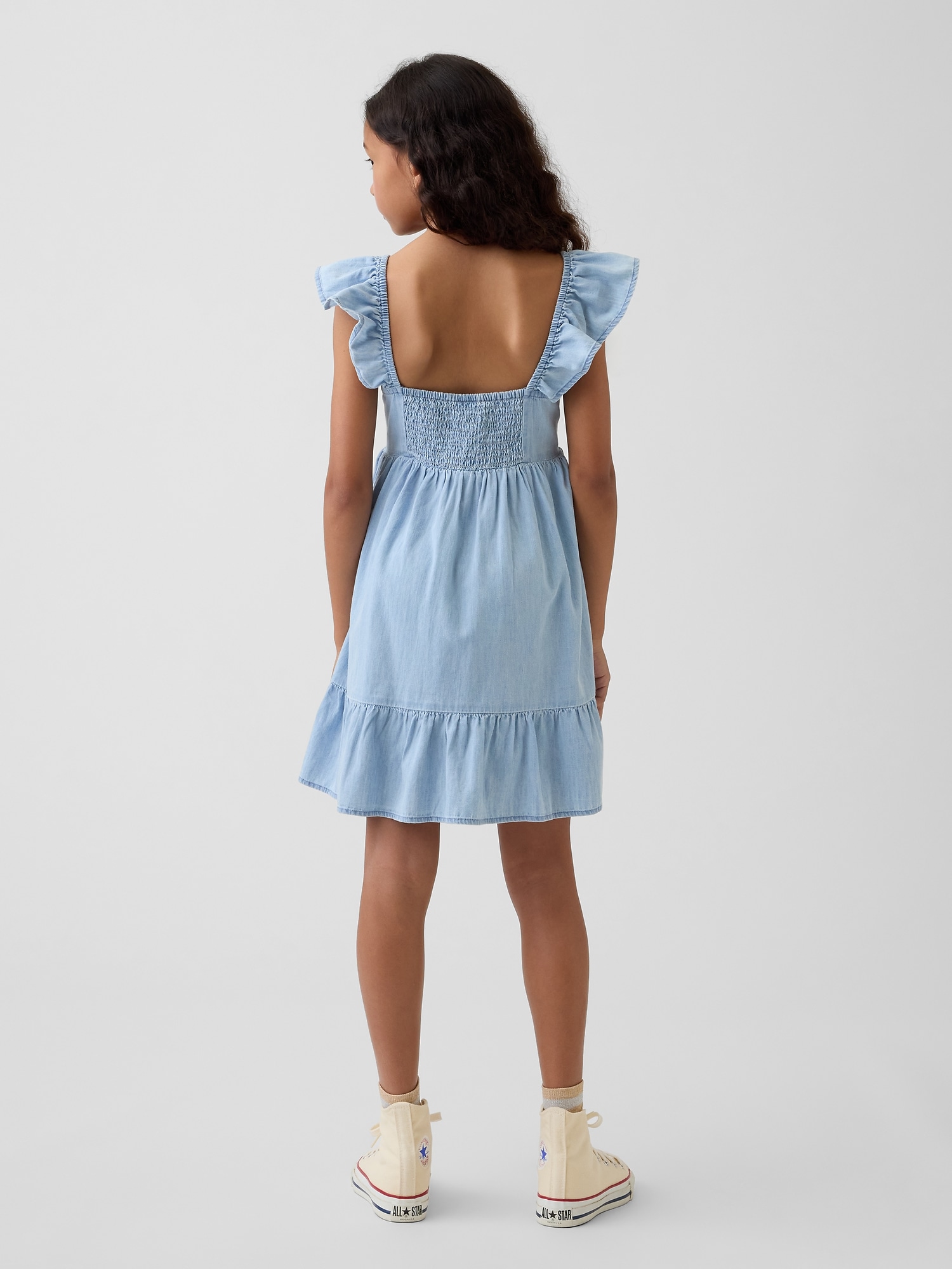 Детские платья Gap Denim Flutter-Sleeve Sweetheart Dress — фото 3