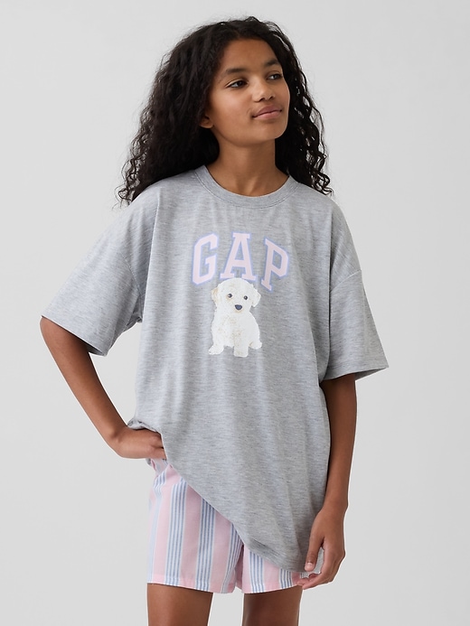 Image number 1 showing, Kids Recycled Oversized Graphic Logo PJ T-Shirt