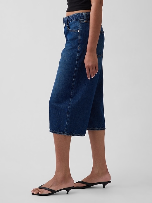 Image number 3 showing, High Rise Belted Culotte Barrel Jeans
