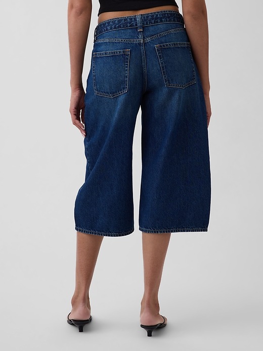 Image number 4 showing, High Rise Belted Culotte Barrel Jeans