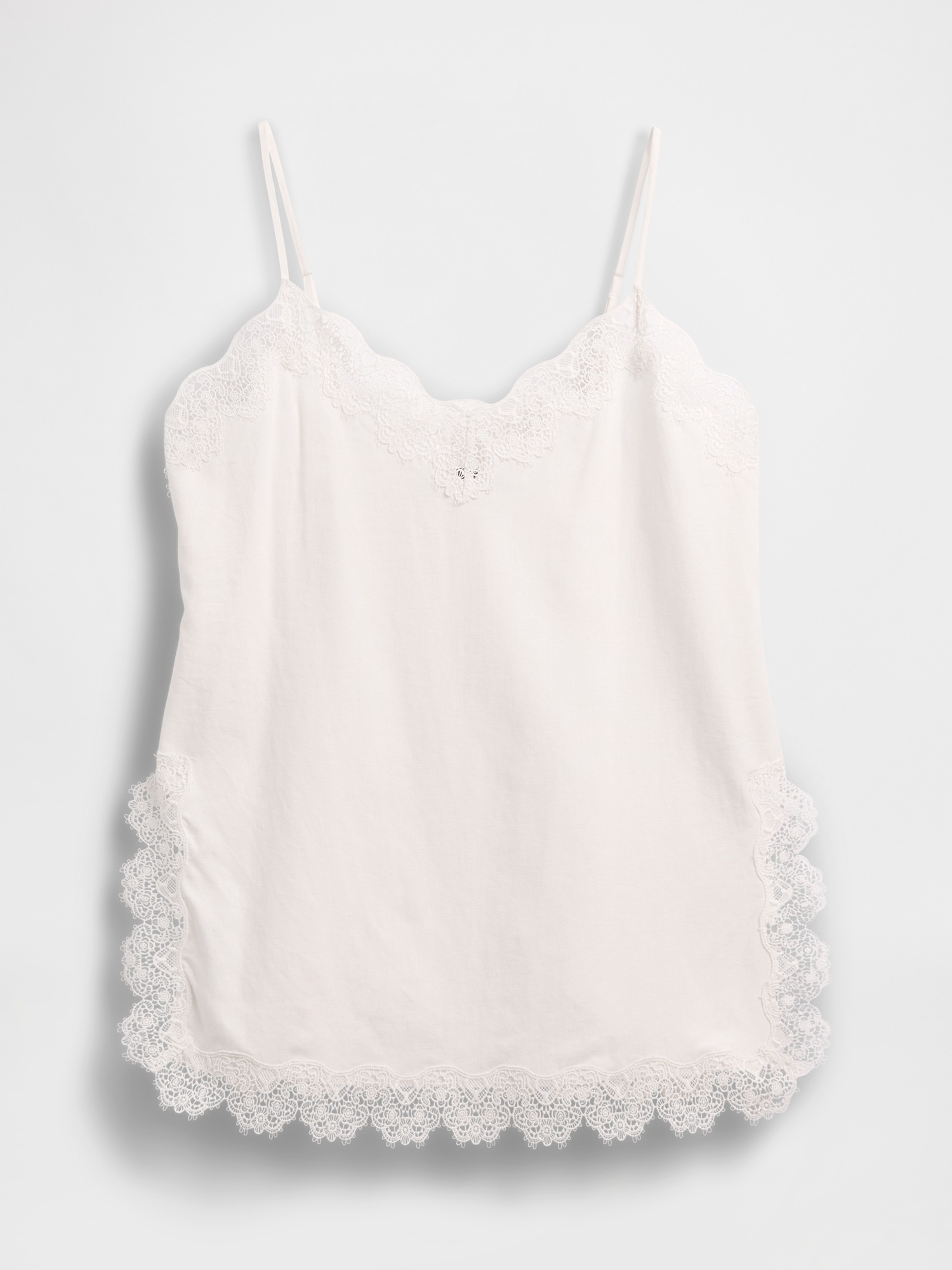 Женский топ Gap Linen-Blend Lace-Trim Cami, цвет: Молочный белый — фото 5
