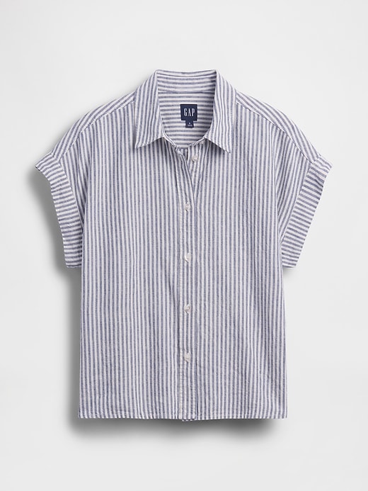 Image number 5 showing, Linen-Blend Oversized Shirt