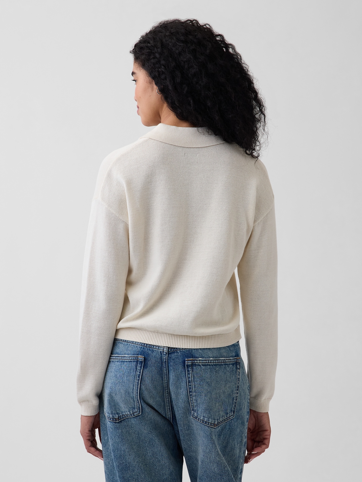 100% Cotton Relaxed Polo Sweater