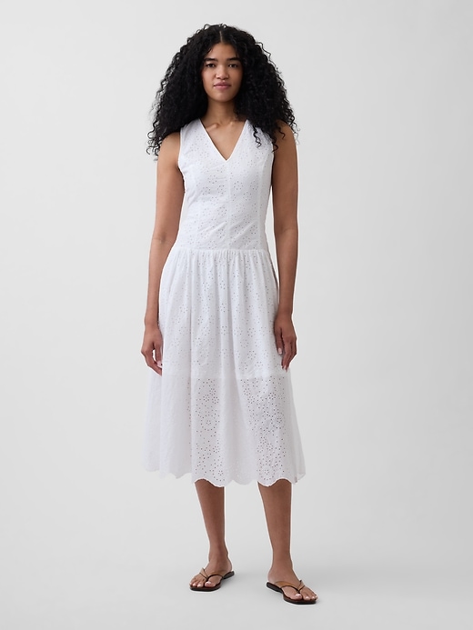 Image number 1 showing, Eyelet Drop-Waist Maxi Dress