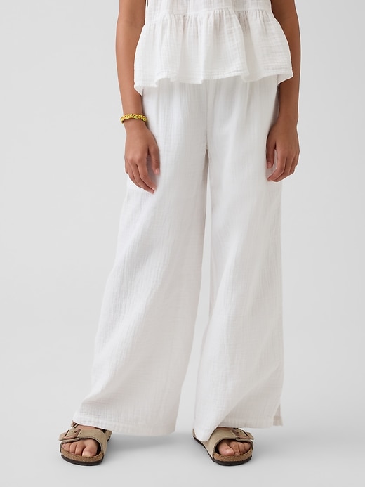 Image number 3 showing, Kids Cotton Gauze Wide-Leg Pants