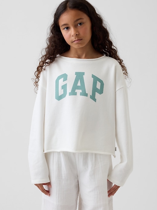 Image number 1 showing, Kids French Terry Wide-Neck Logo Sweatshirt