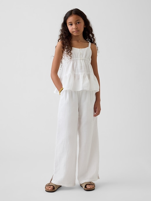 Image number 1 showing, Kids Cotton Gauze Wide-Leg Pants