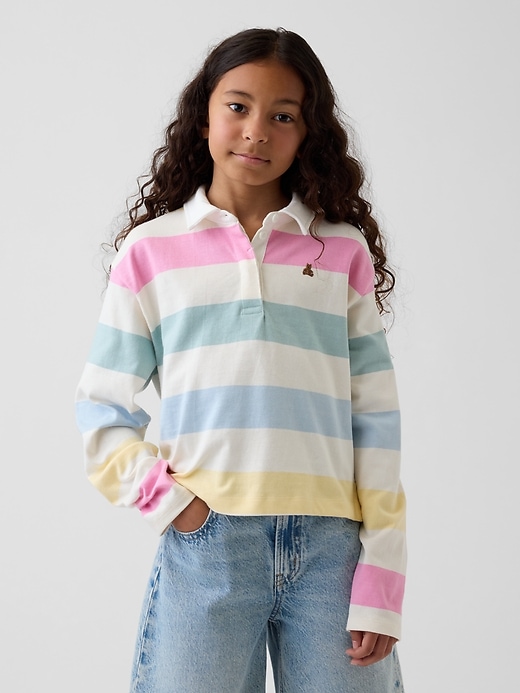 Image number 1 showing, Kids Oversized Rugby Stripe Polo Shirt