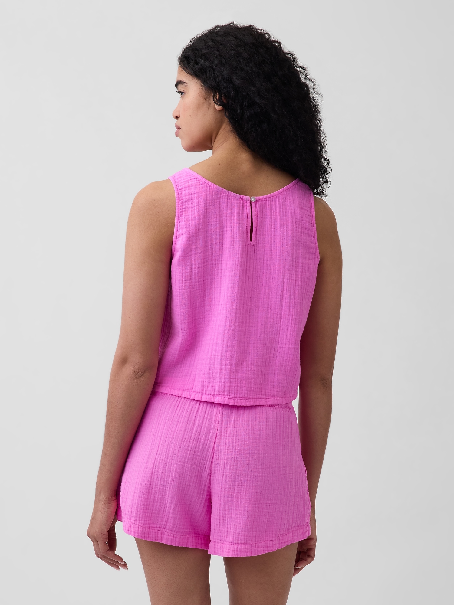 Cotton Gauze Racer Shell Tank Top