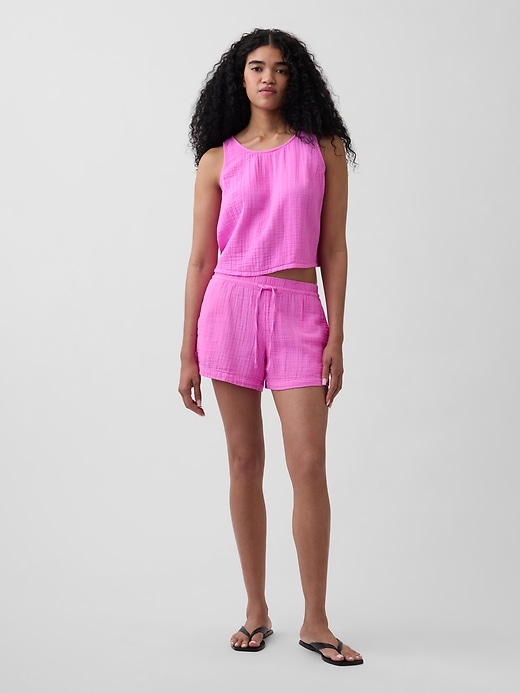 Image number 1 showing, 4" Mid Rise Cotton Gauze Easy Shorts