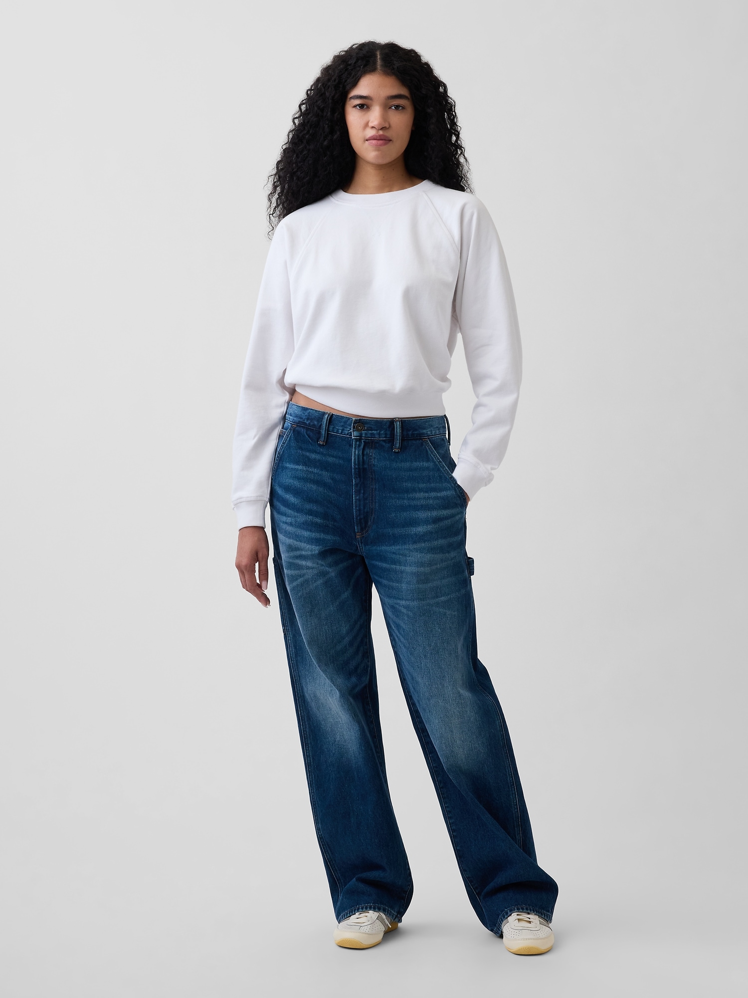 Женский свитшот Gap VintageSoft Terry Raglan, цвет: Белый — фото 2