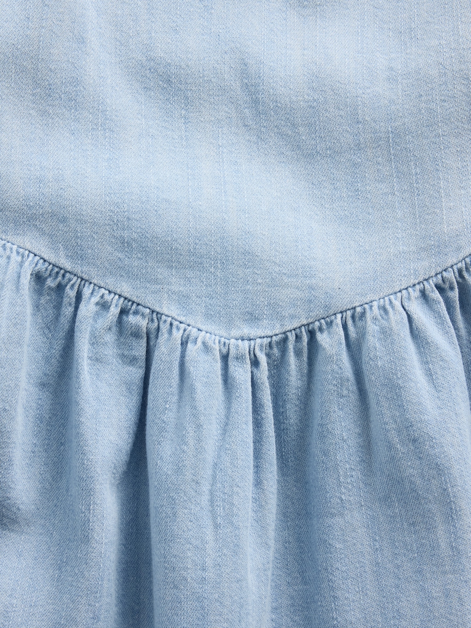 Denim Flutter-Sleeve Sweetheart Dress