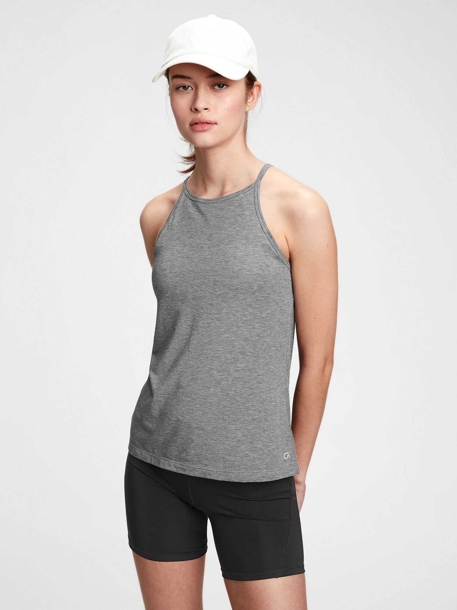GapFit Breathe Halter-Neck Shelf Tank Top