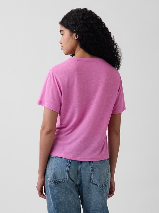 Image number 3 showing, Linen-Blend Relaxed T-Shirt