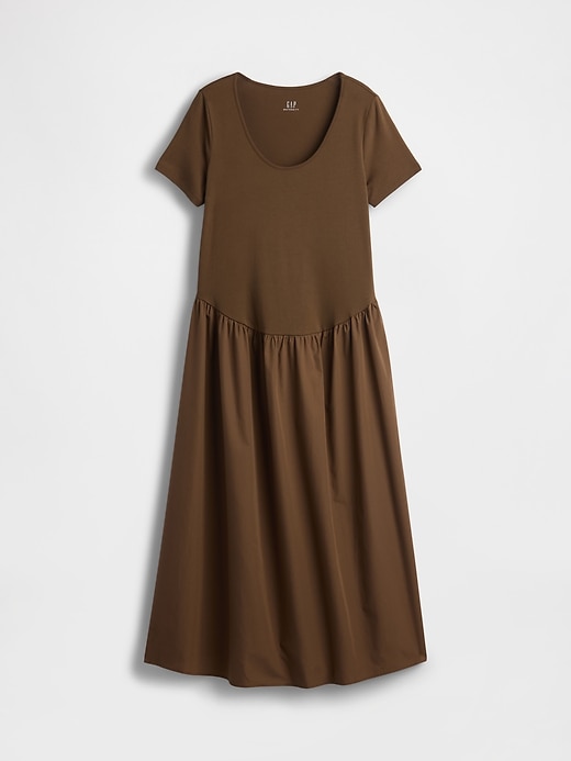 Image number 2 showing, Maternity Mixed Media Drop-Waist Dress