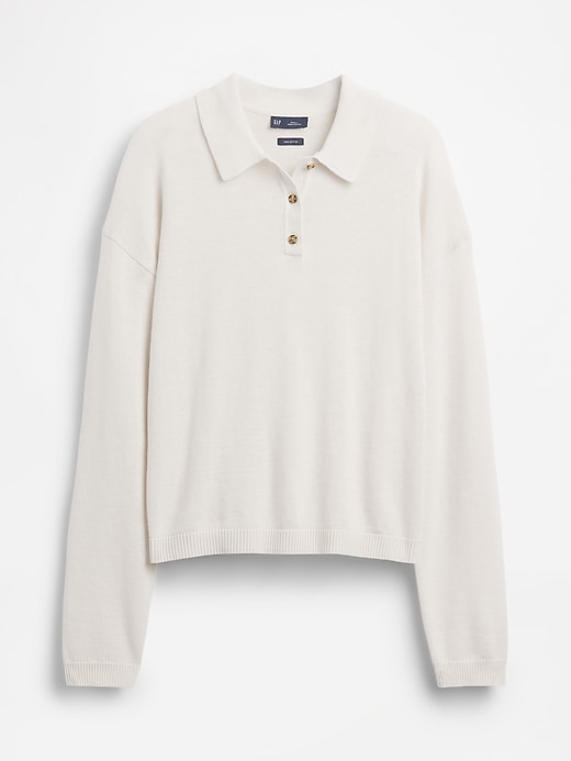 Image number 5 showing, 100% Cotton Relaxed Polo Sweater